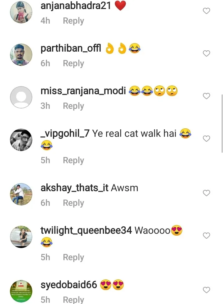 Cute catwalk, screenshot of comments