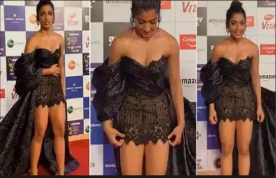 Rashmika Mandanna’s Fashion Statement Divides Netizens: Off-Shoulder Lacy Dress Gets Mixed Reactions